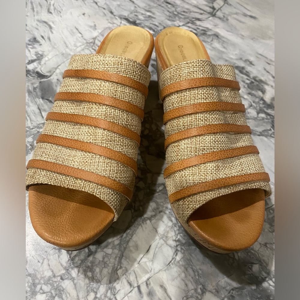 Women’s Slip On Open Toe  Cork Wedge Chocolat Blu Sandals- Sz- 11